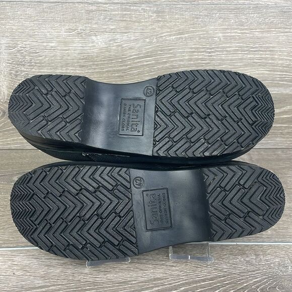 Sanita Pro Textured Black Oiled Leather Women’s 11.5/EU 42 Slip-On Mules Clogs - Picture 8 of 12